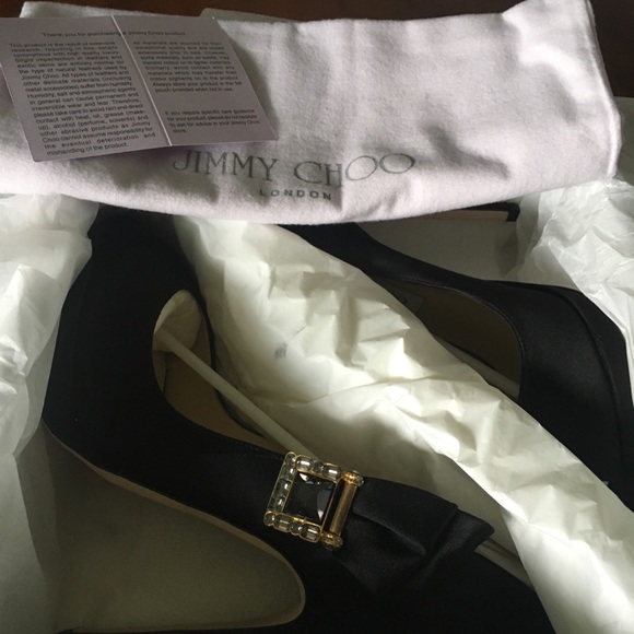 ‼️ FIRM‼️ Jimmy Choo Grant Satin Black Size 39 - Picture 8 of 8